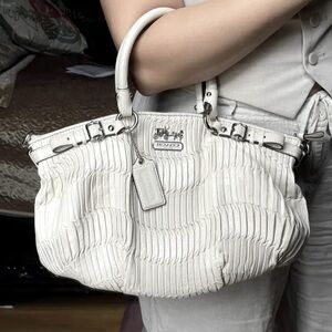 Coach Madison Sophia Gathered Leather Satchel in Parchment/ White - NWT!